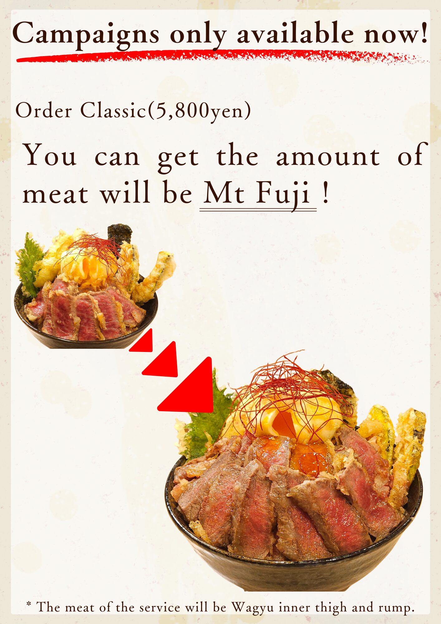 Tempura Asakusa SAKURA Campaign Announcement: Indulge in Mt. Fuji-sized Wagyu Sirloin Tempura Bowl!